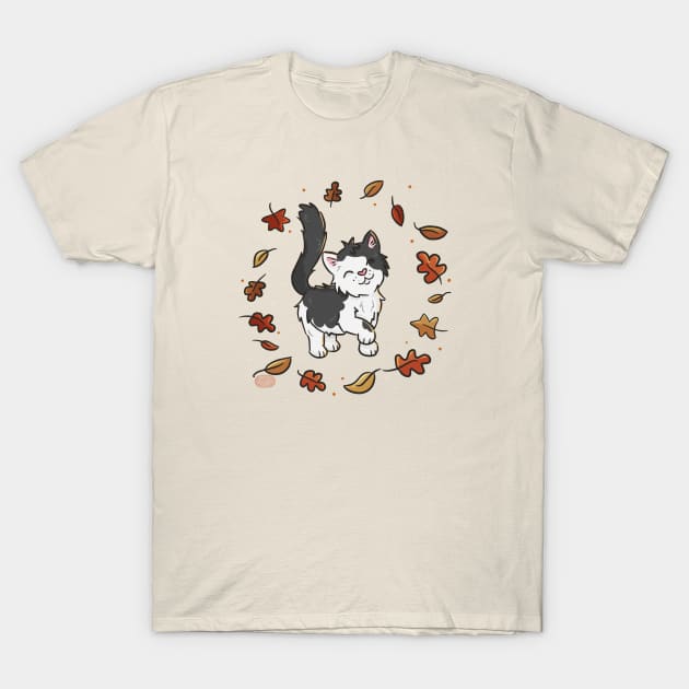 Fall Cat T-Shirt by beckadoodles